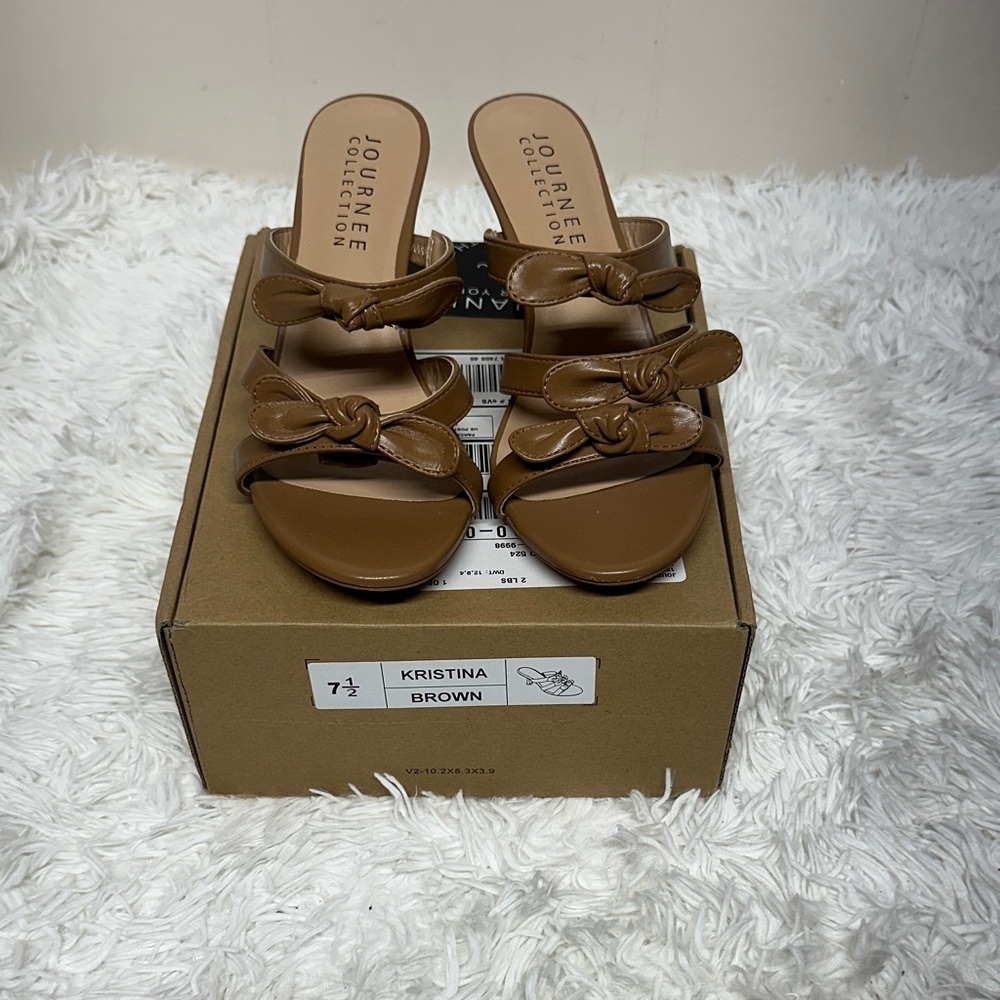 Journee Collection Tan Bow Sandals